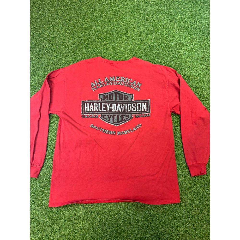 Harley-Davidson Mens Red Long Sleeve Graphic T-Shirt Southern Maryland‎ Large